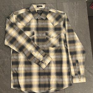Pendleton Yellow and Gray Plaid Button Down Shirt